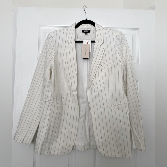 Premise Jackets & Blazers - PREMISE Women’s Linen-Blend Pinstripe Blazer | Size 10